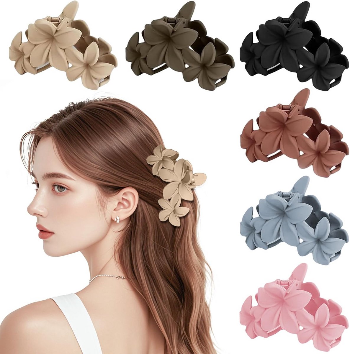 Bloem haar klauw clip set van 6 - Antislip haarklemmen voor medium en dikke haarstijlen