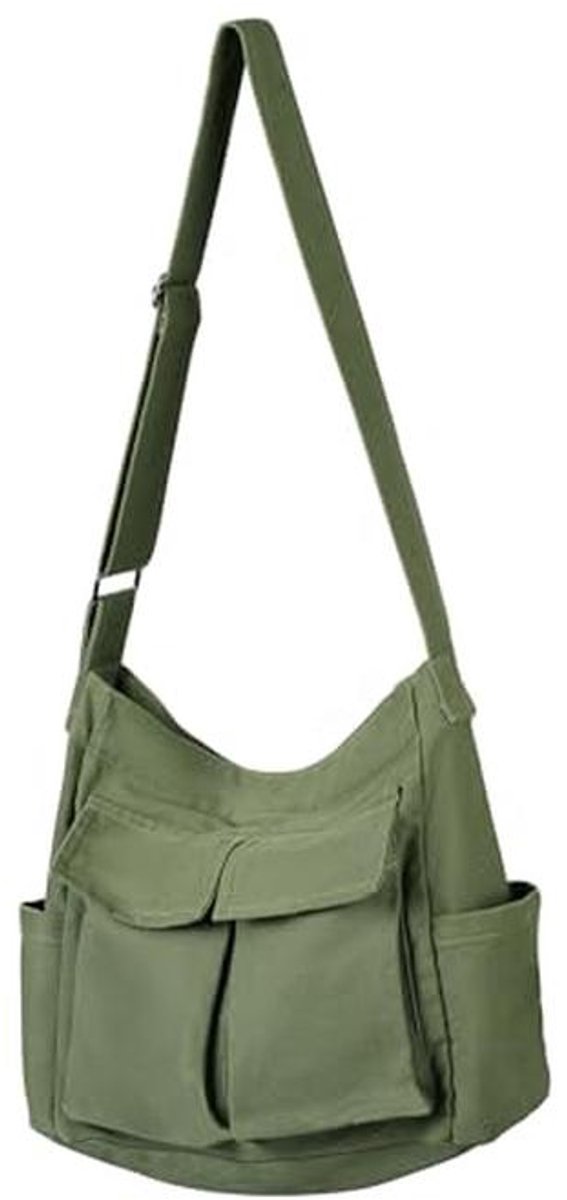 Casual Vintage Tote Bag - Stijlvolle Canvas Crossbody Tas voor Dames