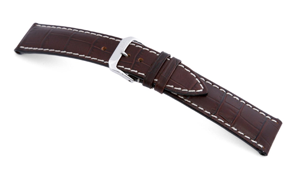 Lederband Tupelo 20mm mokka met Alligatorprint