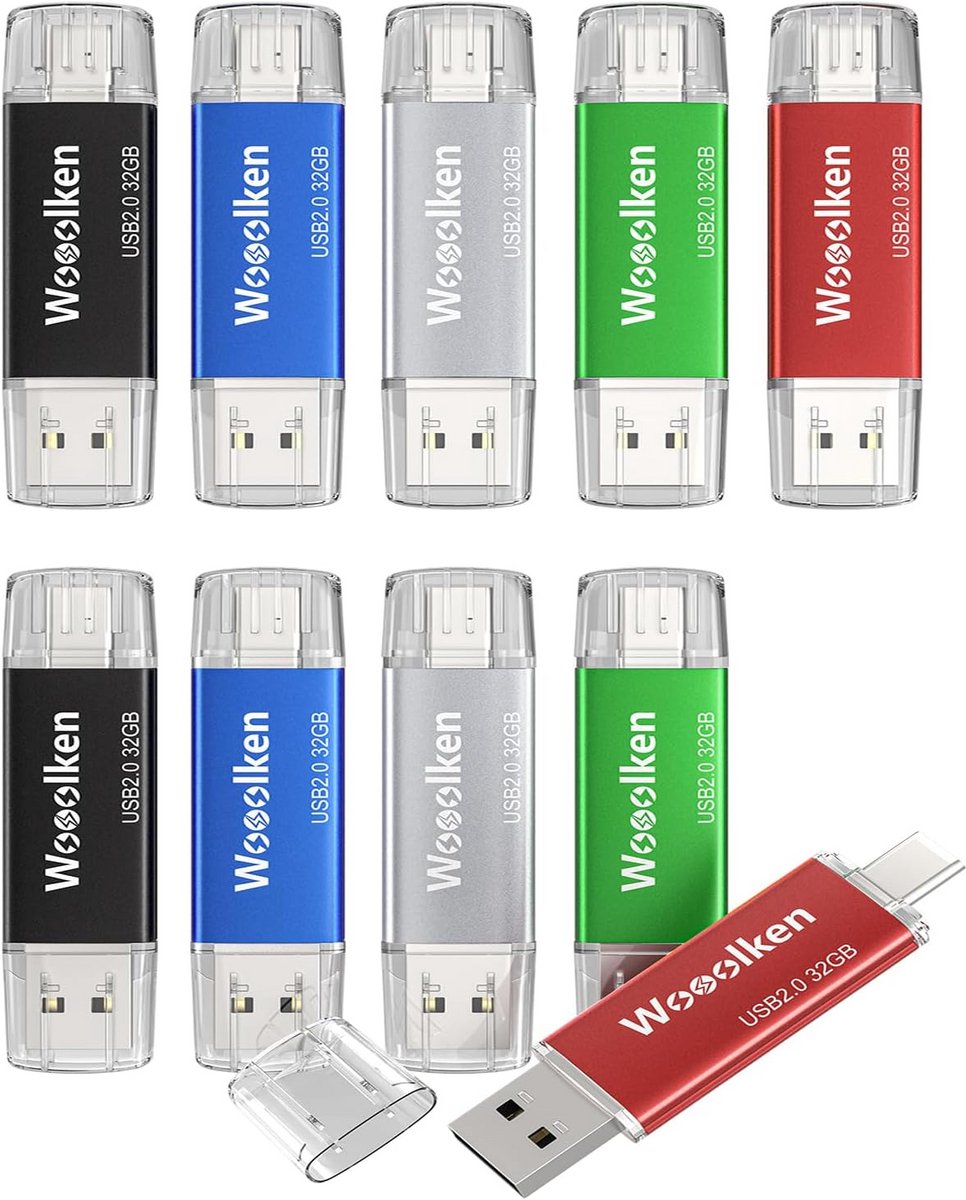 USB C Stick 32GB 2-IN-1 Geheugenstick met USB 2.0 voor Telefoon en Laptop