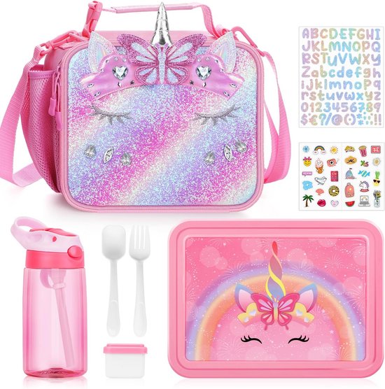 Jarlson® Toni Broodtrommel voor kinderen, met 6 vakken, lunchbox, bento box, lekvrij, snackbox voor kleuterschool en school, meisjes en jongens, snackbox (haai
