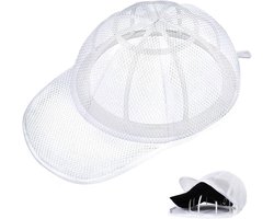 Hoedenwassers - Met Houder En Netzakken - Voorkomt vervorming - Hoedenbeschermers voor wasmachines - 34*25.5*13 cm - Wit - Kunststof en polyester - Waszak voor huishoudelijke petten - Met Rits - Voor Iedere hoed