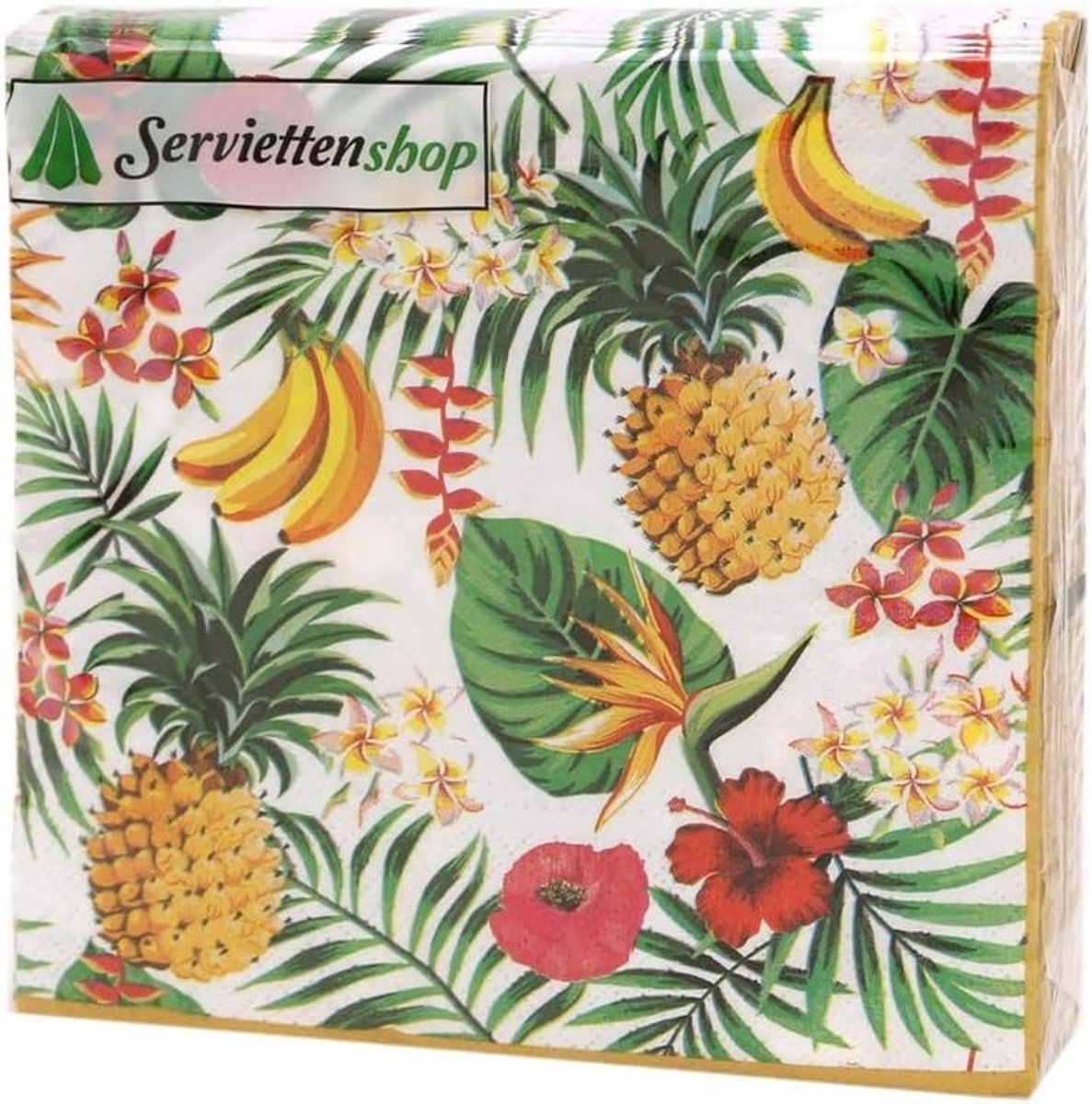 Tropische servetten met fruit en bladeren - 33x33cm, 20 stuks