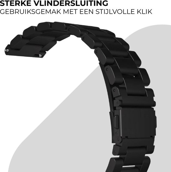 Bracelet de montre en métal noir avec fermoir papillon.
