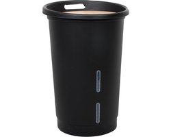 Pelletbox - 38 l - Pelletkorf - Pelletkist met Wielen - voor 25 Kg Pellets - Zwart - 39,7 x 60,5 cm