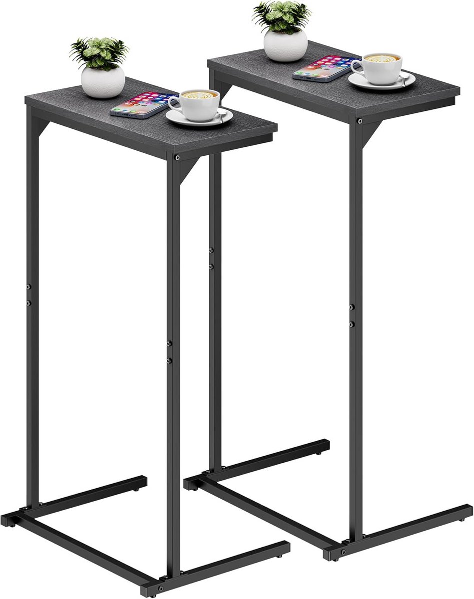 Set van 2 C-vormige bijzettafels 73 cm hoog - Tafeltje voor naast de bank of bed