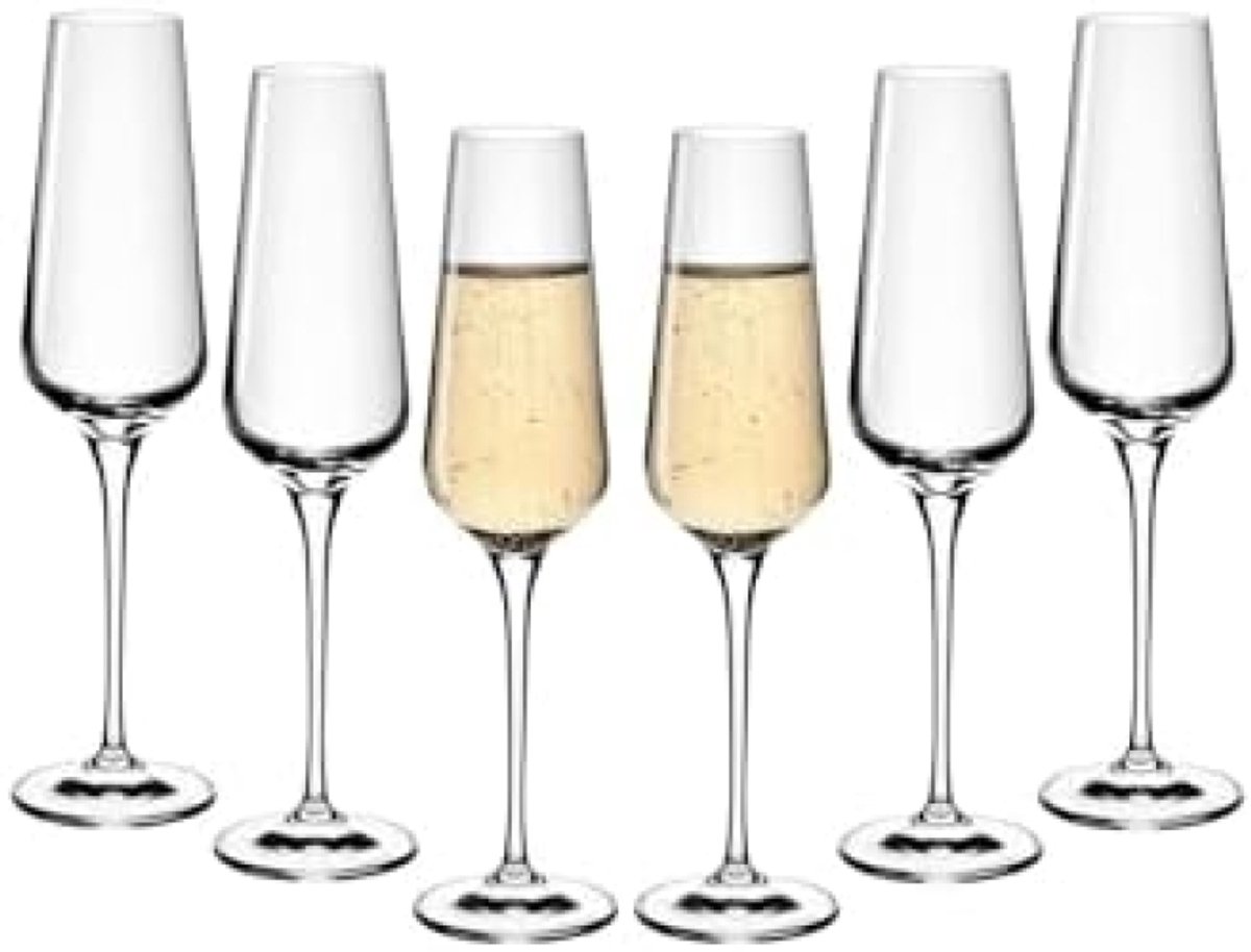 Set van 6 elegante champagneglazen - vaatwasserbestendig