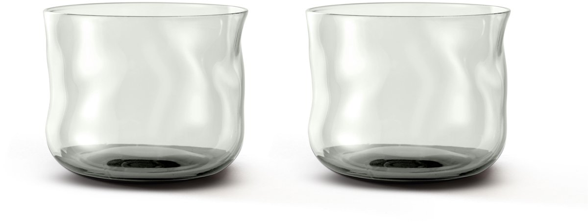 Paveau Swirl Mist - Ribbed Waterglazen - 2 Stuks - Duurzaam Borosilicaatglas