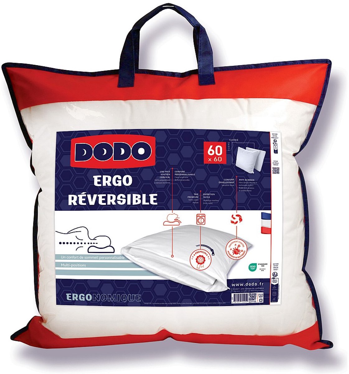 DODO Ergonomisch hoofdkussen DODO met anti-mijtbehandeling met vormgeheugen - 60 x 60 cm - COEUR ADAPT