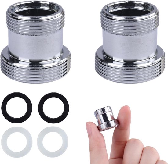 2 stuks metalen kraanadapters, 22 mm buitendraad naar 18 mm buitendraad, messing, waterzuiveraar, voor badkamer en keuken
