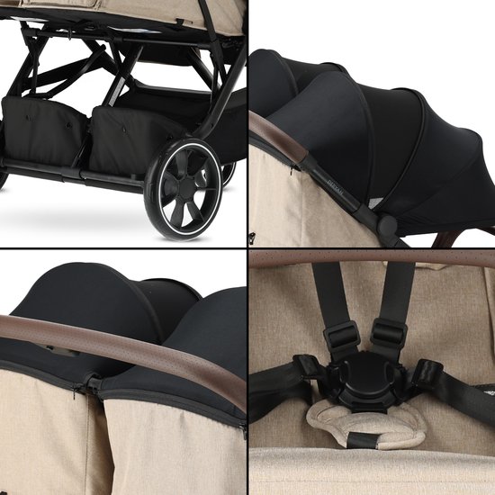 Deryan Luxe Rolo X2 XL V2 Dubbele Buggy - Duo Buggy - Nougat van Deryan — afbeelding 5