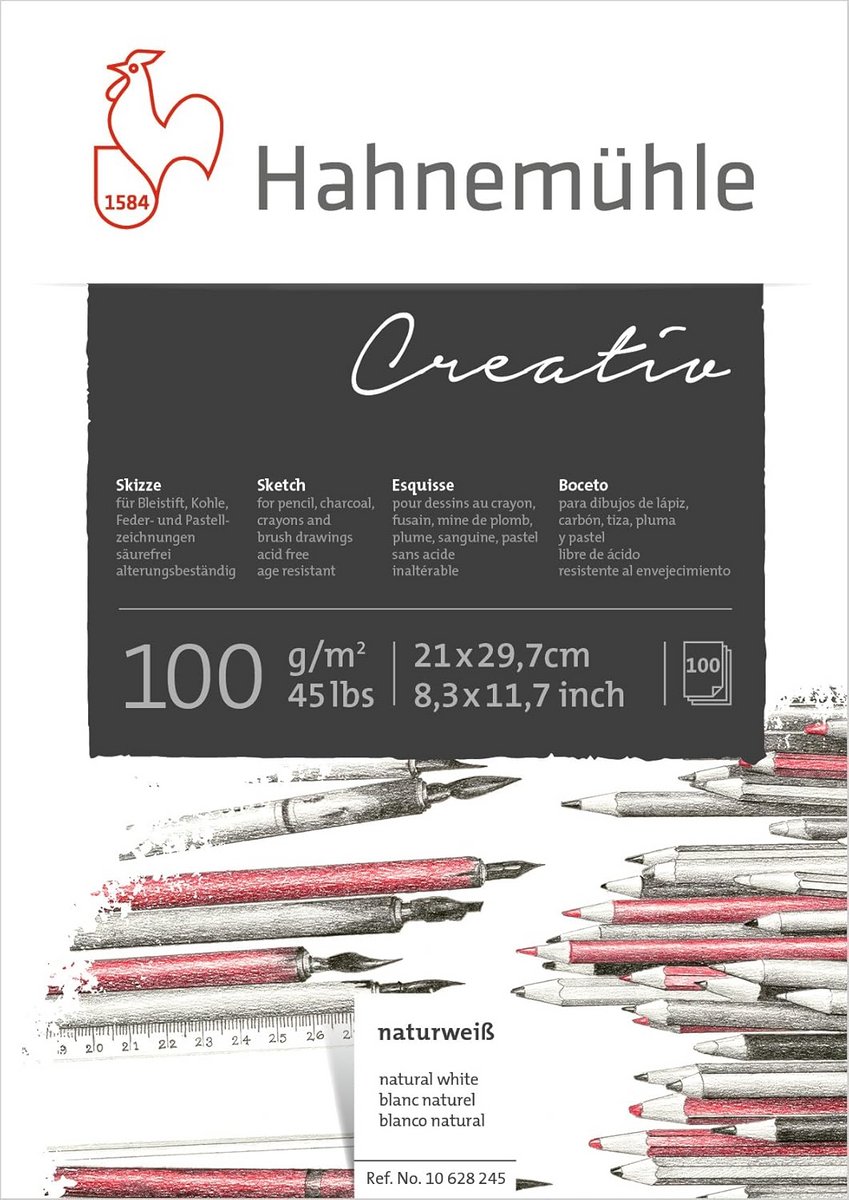 Schetsboek A4 100 vel 100g - Zuurvrij Tekenpapier voor Potlood en Houtskool