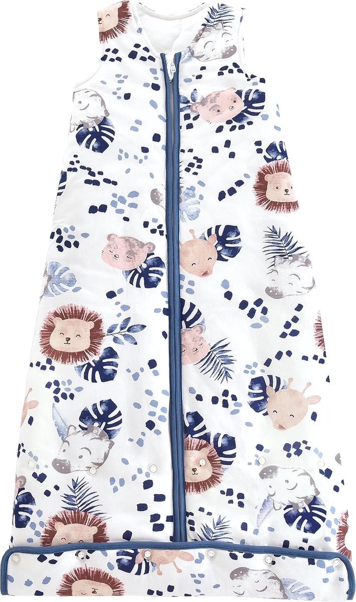 Stunq® Baby Slaapzak voor het hele jaar door, 2.5 Tog Slaapzak voor Peuters, Mouwloze Winter Baby Slaapzak met Verstelbare Lengte, Natuurlijk Katoen, Zebra Leeuw, 90 cm / Baby Lengte 80-95 cm