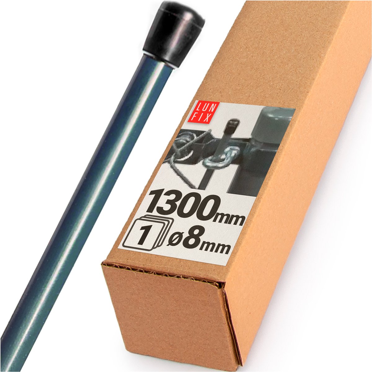 LUN FIX - Gaas spanstaaf hekspanner - 1300 x 8 mm - PVC gecoat - antraciet