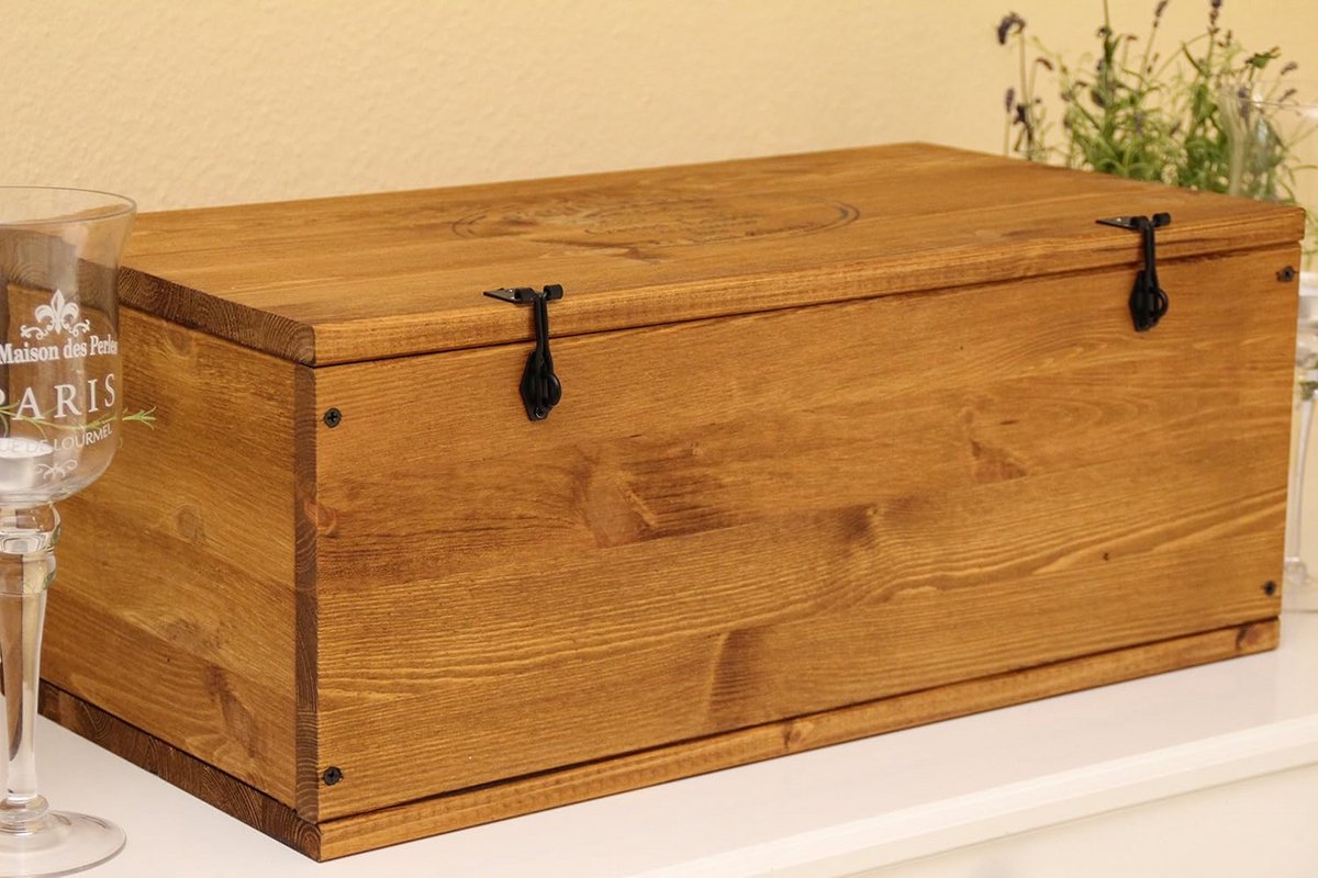 Handgemaakte Houten Sieradendoos Walnoot - Shabby Chic Landhuis Stijl