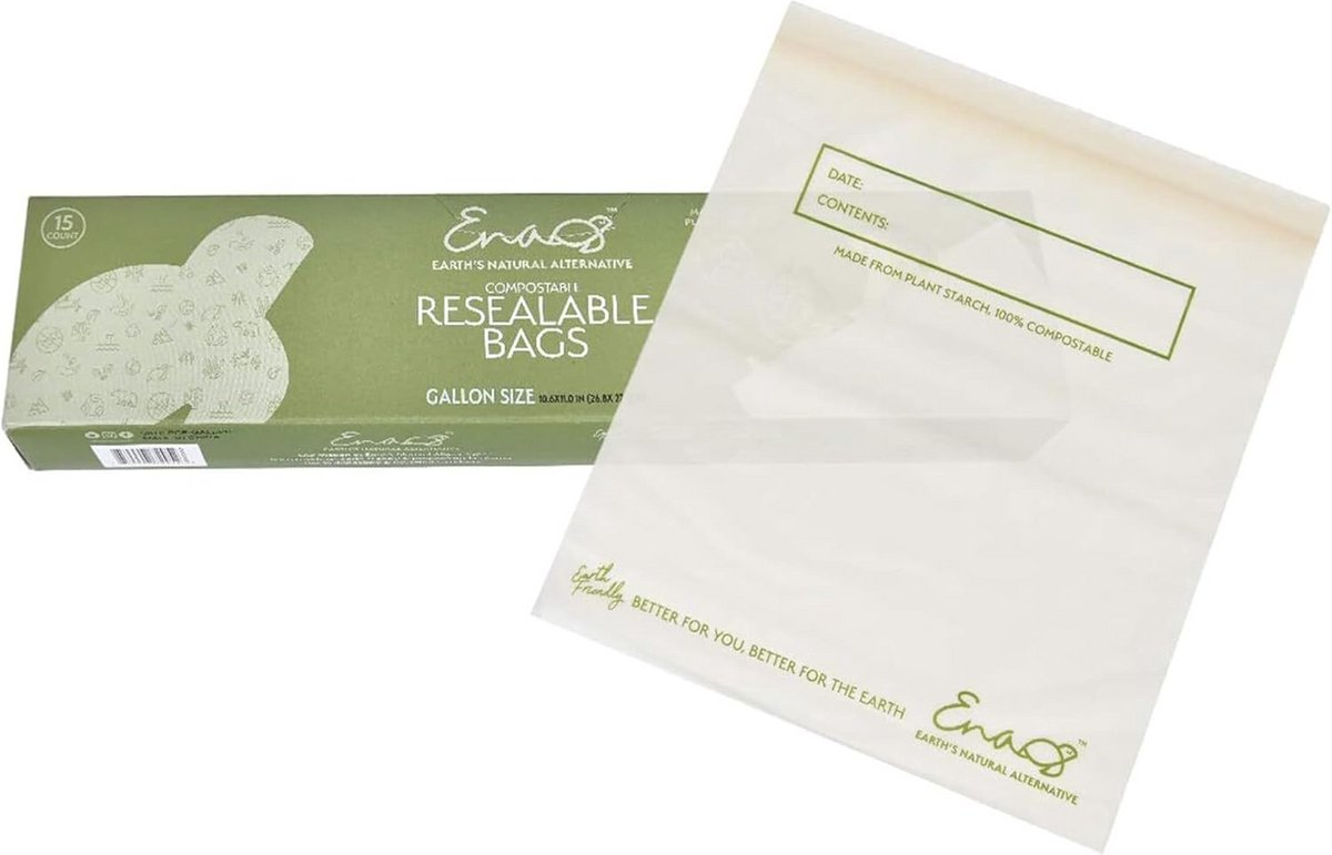 100% Composteerbare Diepvrieszakken Gallon - 50 Stuks - Hersluitbare & Biodegradable Opslagzakken