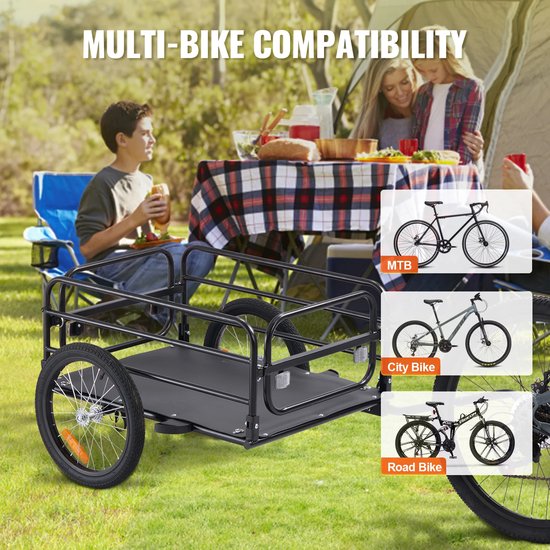 Jessi Store - Fietskar - Fiets kar - Fietsaanhanger - Bagagefietskar - Opvouwbaar - 72,5kg draagvermogen - 141 x 73 x 55 cm van Merkloos — afbeelding 5