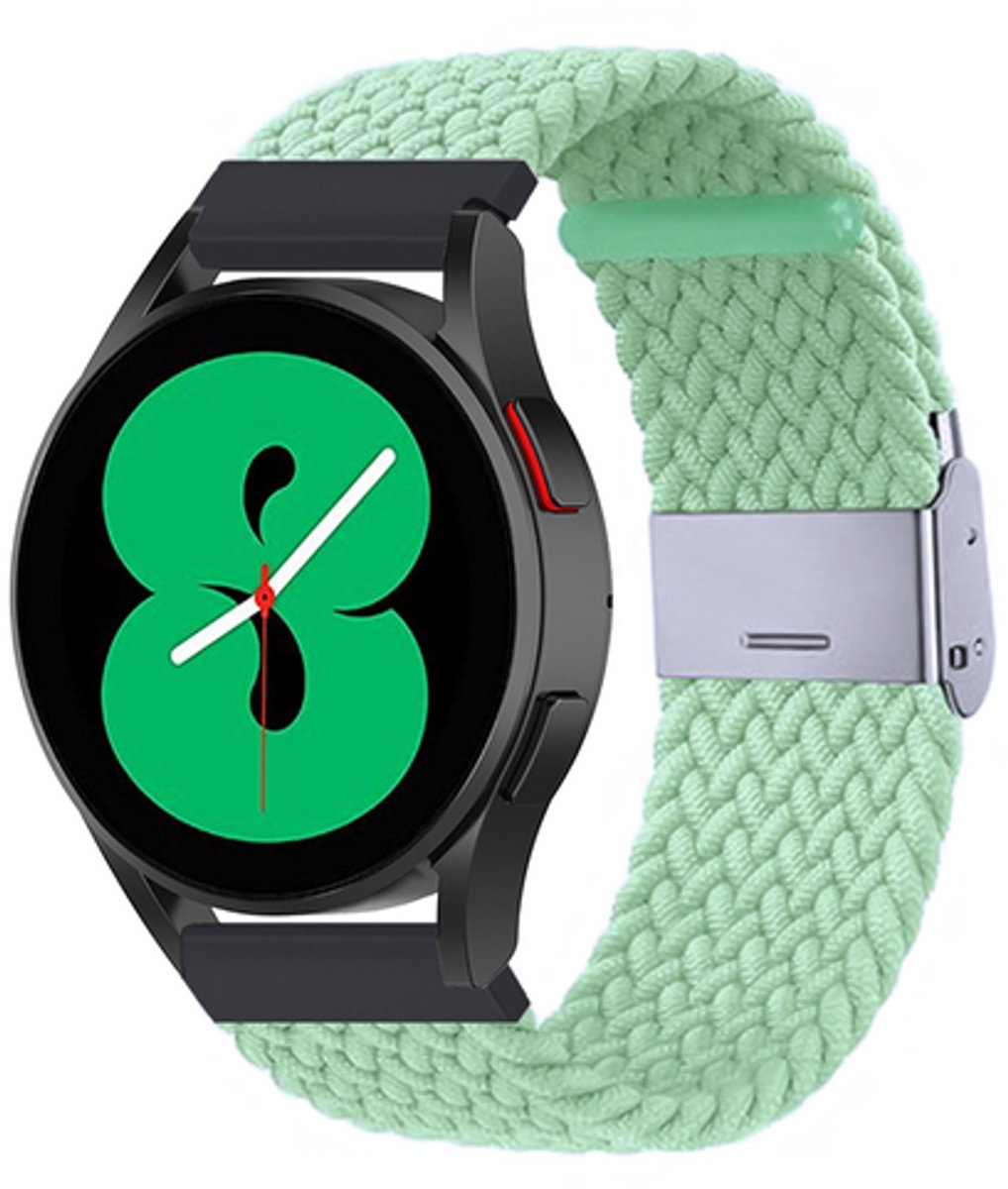 By Qubix - Braided nylon bandje - Lichtgroen - geschikt voor Huawei Watch 5 - 46mm
