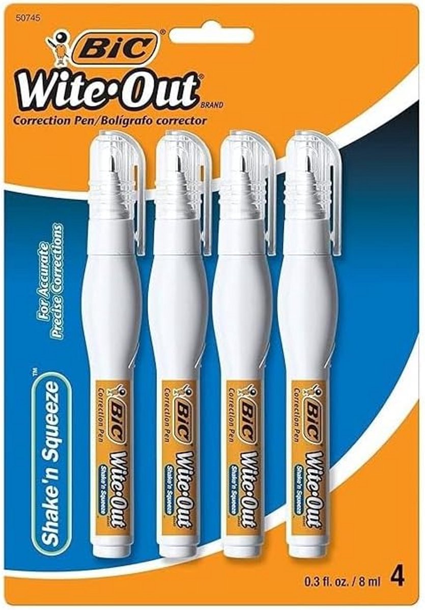 BIC Wite-Out Correctiestift met Transparante Tip, 10ml per Stuk, Pack van 2