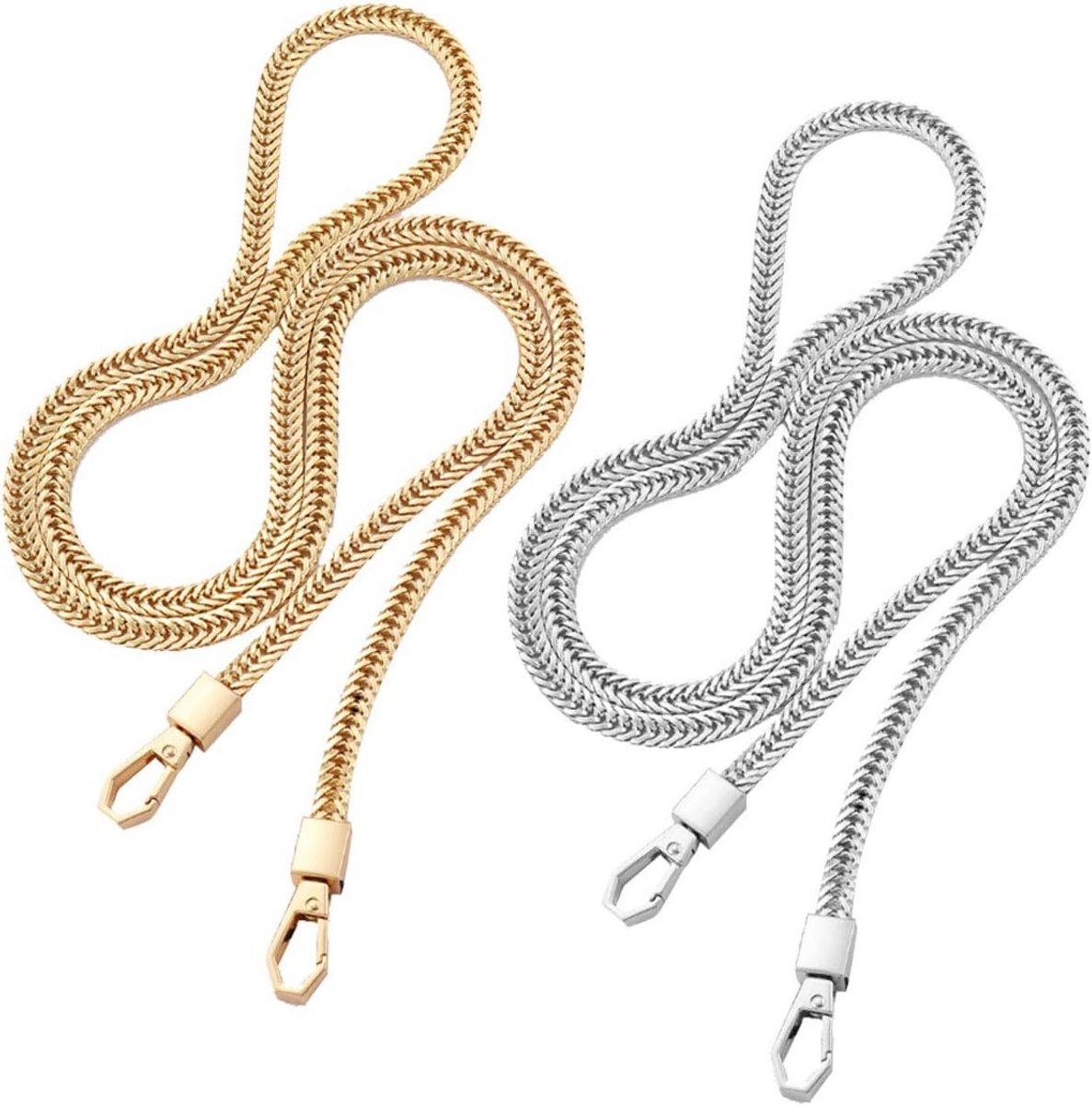 2 Stuks Universele Handtas Ketting Riem 120 cm - Metalen Schouderband Vervanging voor Handtassen en Portemonnees
