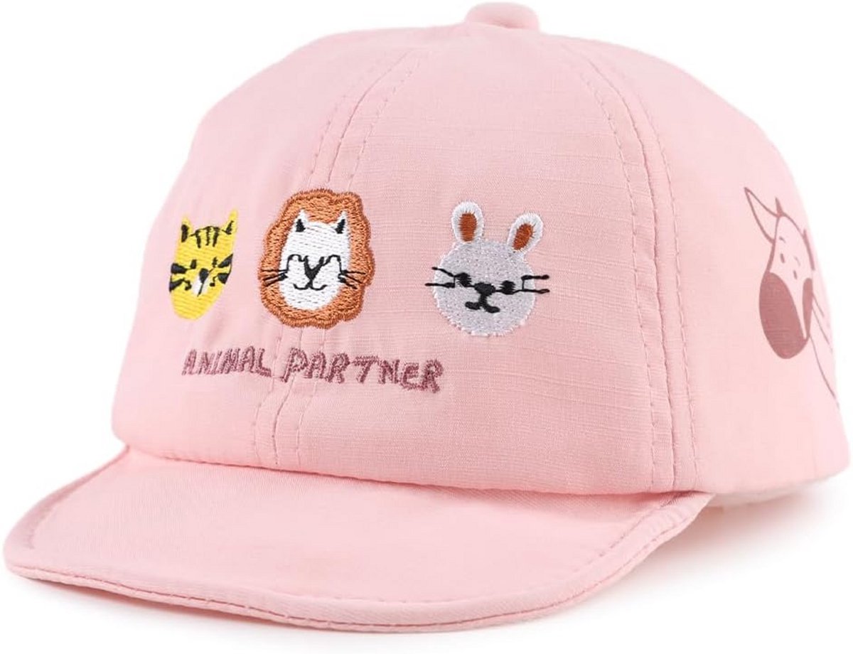 Baby honkbalpet zomer katoen comfortabel met verstelbare klep voor zonbescherming in kahki geel grijs roze