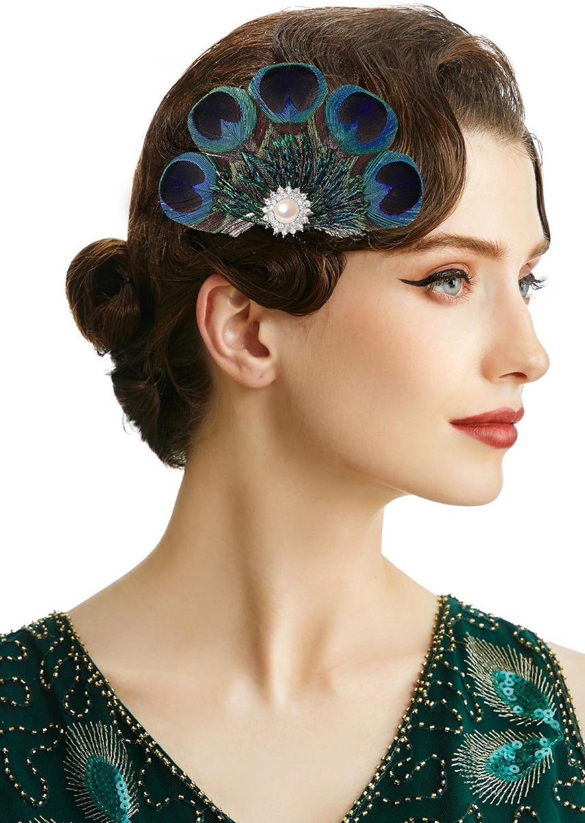 Vederafel Haarspeld met Strassteentjes 1920s Fascinator