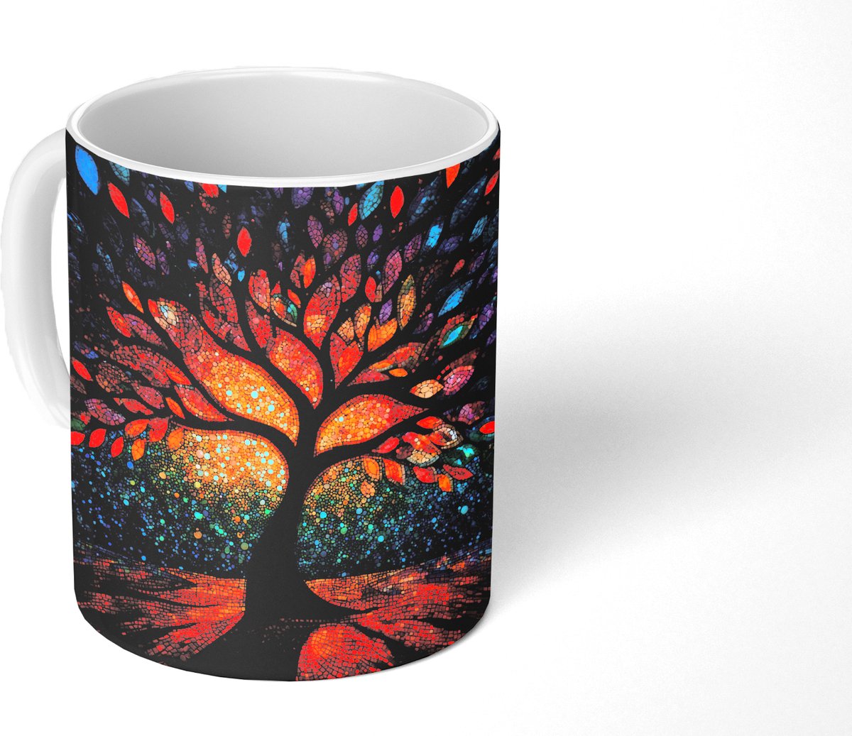 Mok - Koffiemok - Mozaïek - Kleurrijk - Boom - Takken - Mokken - 350 ML - Beker - Koffiemokken - Theemok