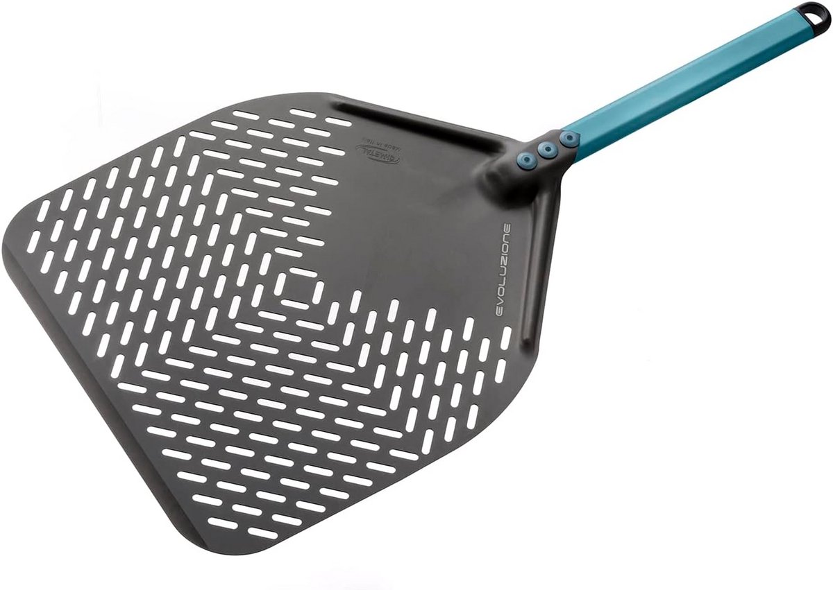 Rechthoekige Pizzaschep 33x33 cm met Korte Handgreep (30 cm) - Geanodiseerd Aluminium