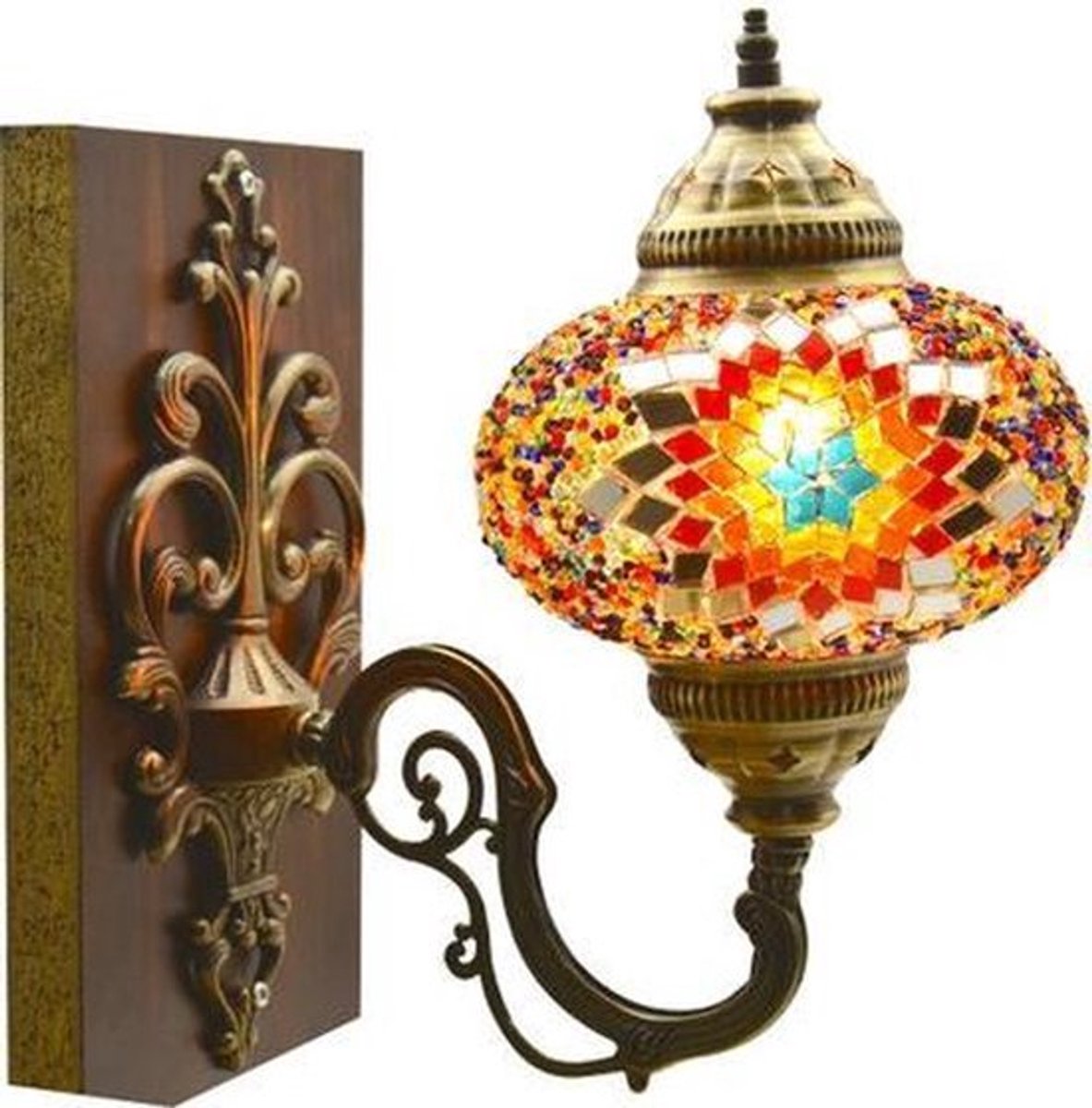Turkse wandlamp - handgemaakt mozaïek in multicolour - 1 stuk - sfeervolle decoratie voor warme ambiance