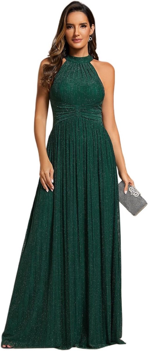 Glanzende Avondjurk Off-the-Shoulder met Empire Taille en Plooien