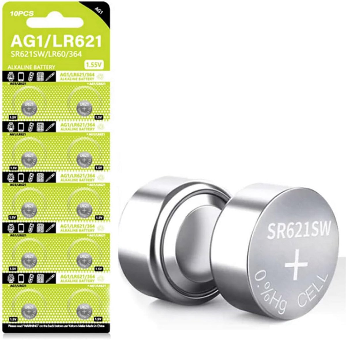 Knoopcelbatterijen 10 stuks - 1,5V AG1 Batterij voor Horloges en Elektronische Apparaten