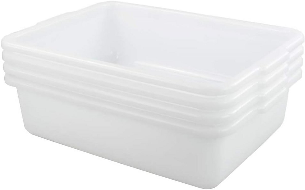 Set van 4 Witte Bussen Containers Opslagbakken 13 Liter - Professionele Kwaliteit