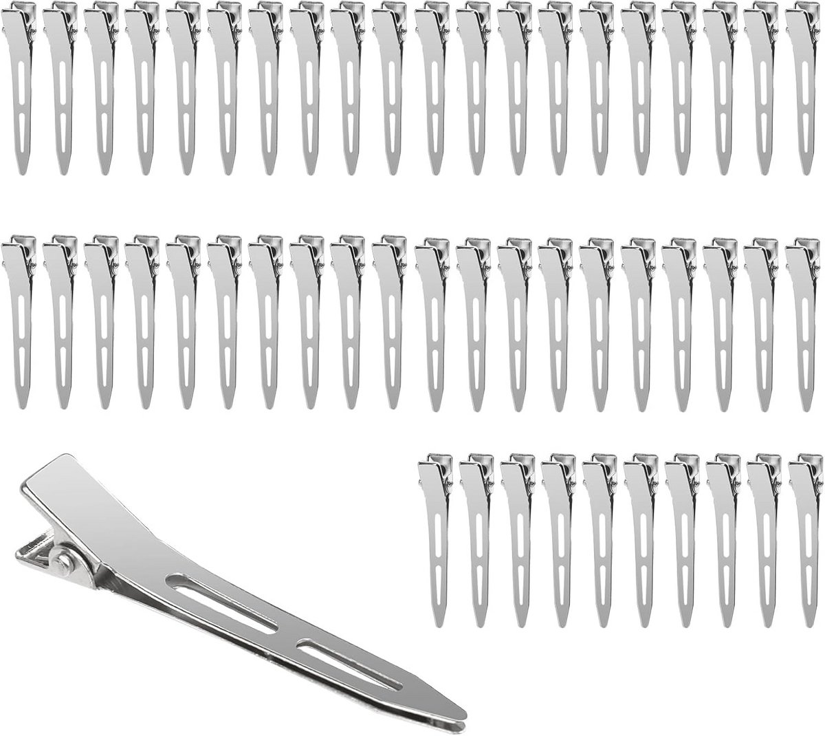 Haarklemmen 50 stuks 5,5 cm zilverkleurig voor dames - Kappersbenodigdheden