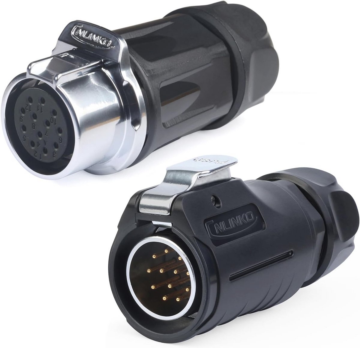 Waterdichte 12-polige stekker met IP68 ronde connector en snelkoppeling voor maritieme toepassingen