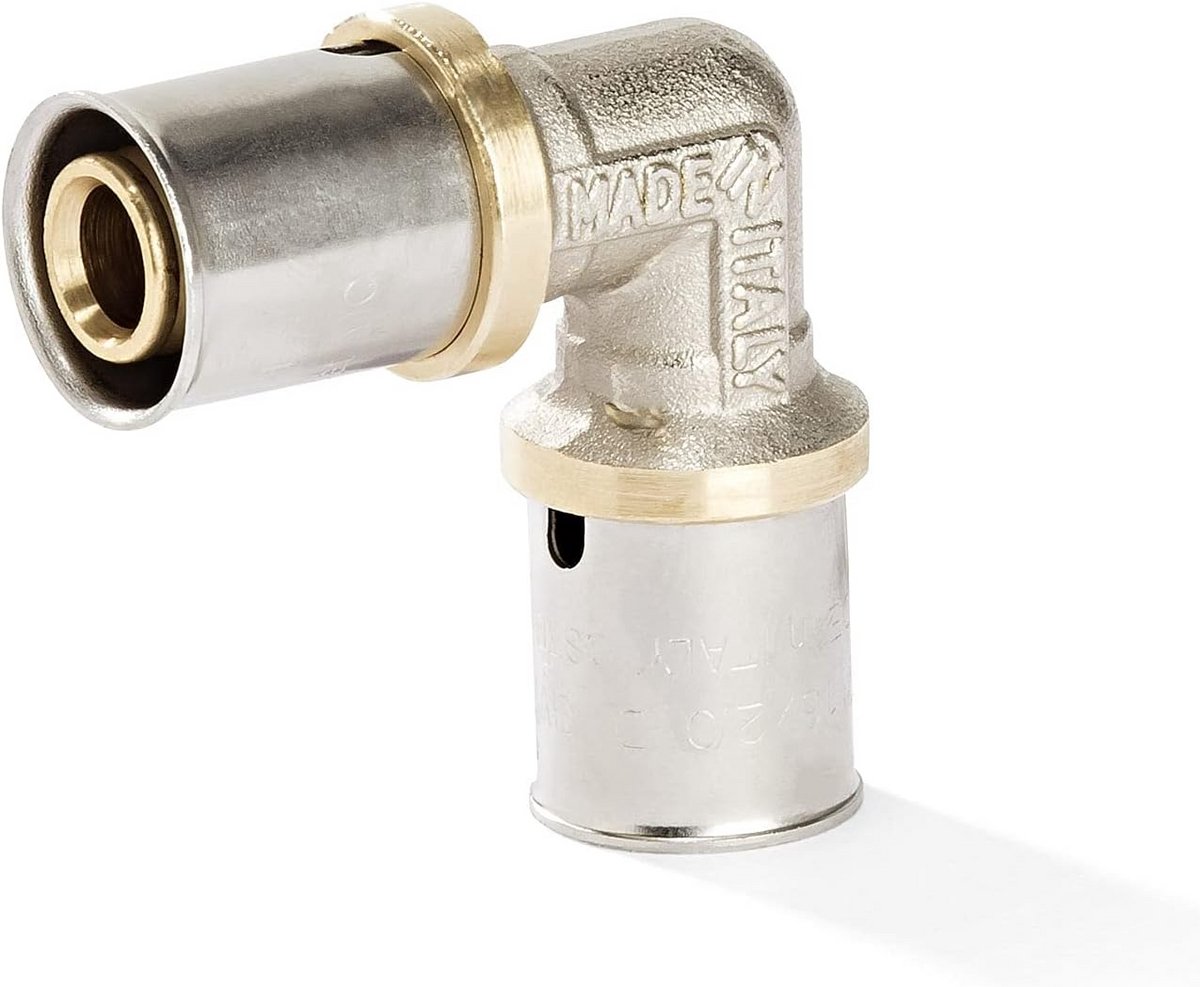 Krimpverbinder 26 mm 90° bocht voor meerlaagse aluminium composietbuis