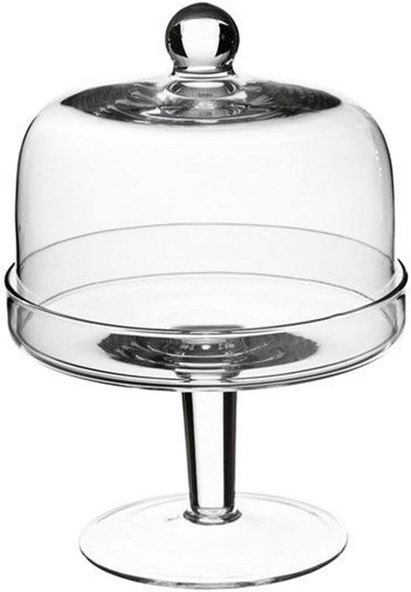 Ronde glazen etagère met stolp- luxe presentatieschaal