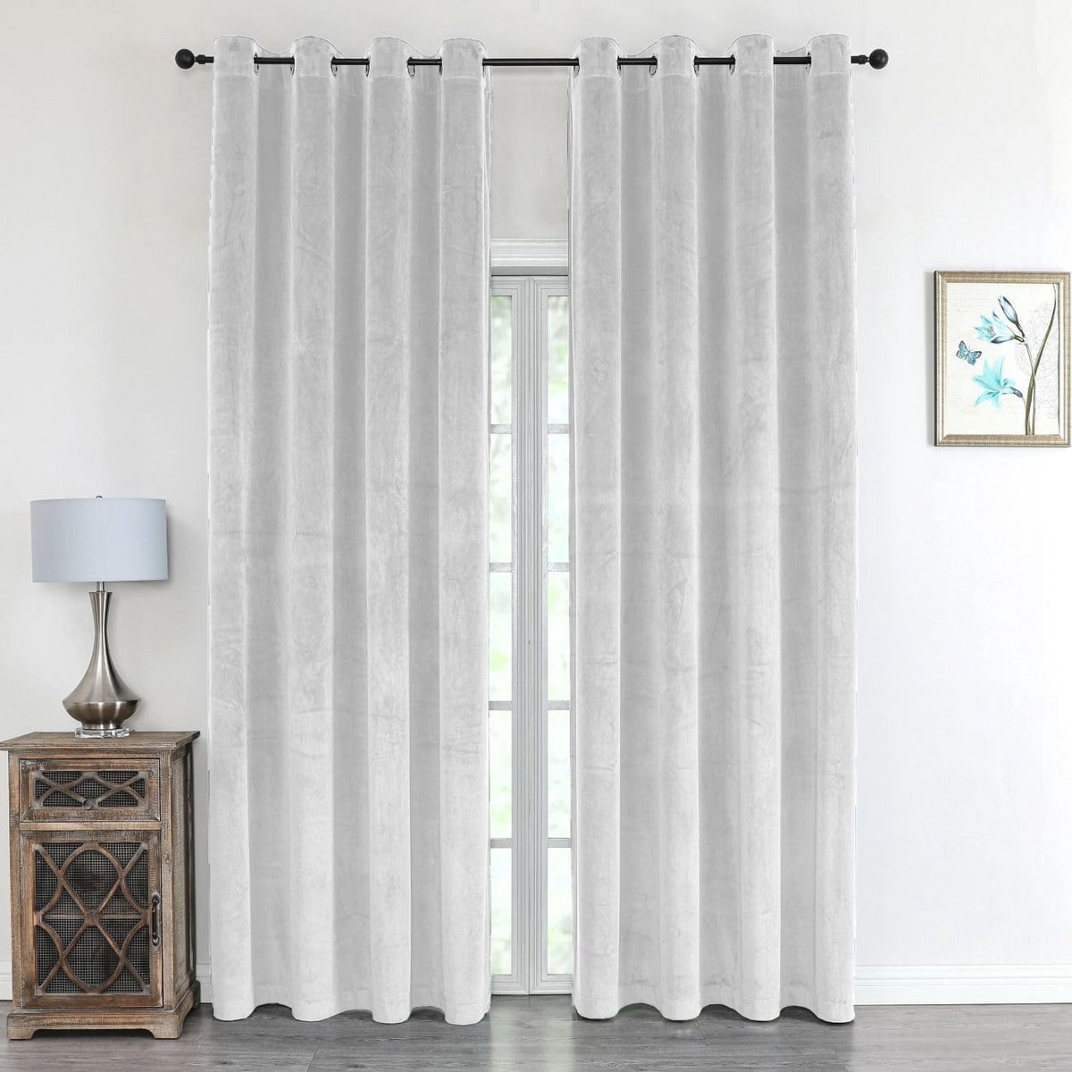 Fluwelen gordijn 140 x 245 cm wit ondoorzichtig voor een elegante sfeer