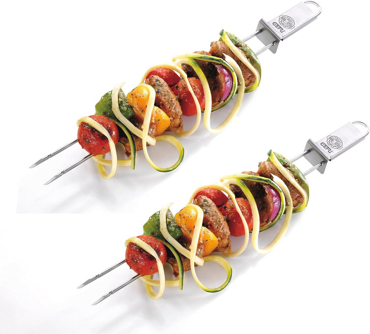 Set van 2 Schasliek-Spiesen van Roestvrij Staal voor Tafelgrill