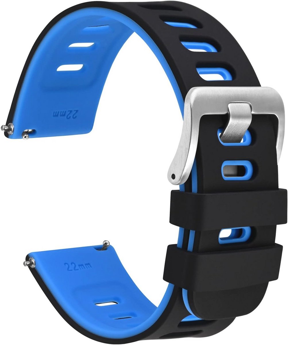 WOCCI Tweekleurige Horlogebanden, Siliconen Rubber, Snelle Vrijgave, Vervangende Banden voor Heren en Dames, Roestvrijstalen Gesp, Bandbreedte 18mm 20mm 20mm