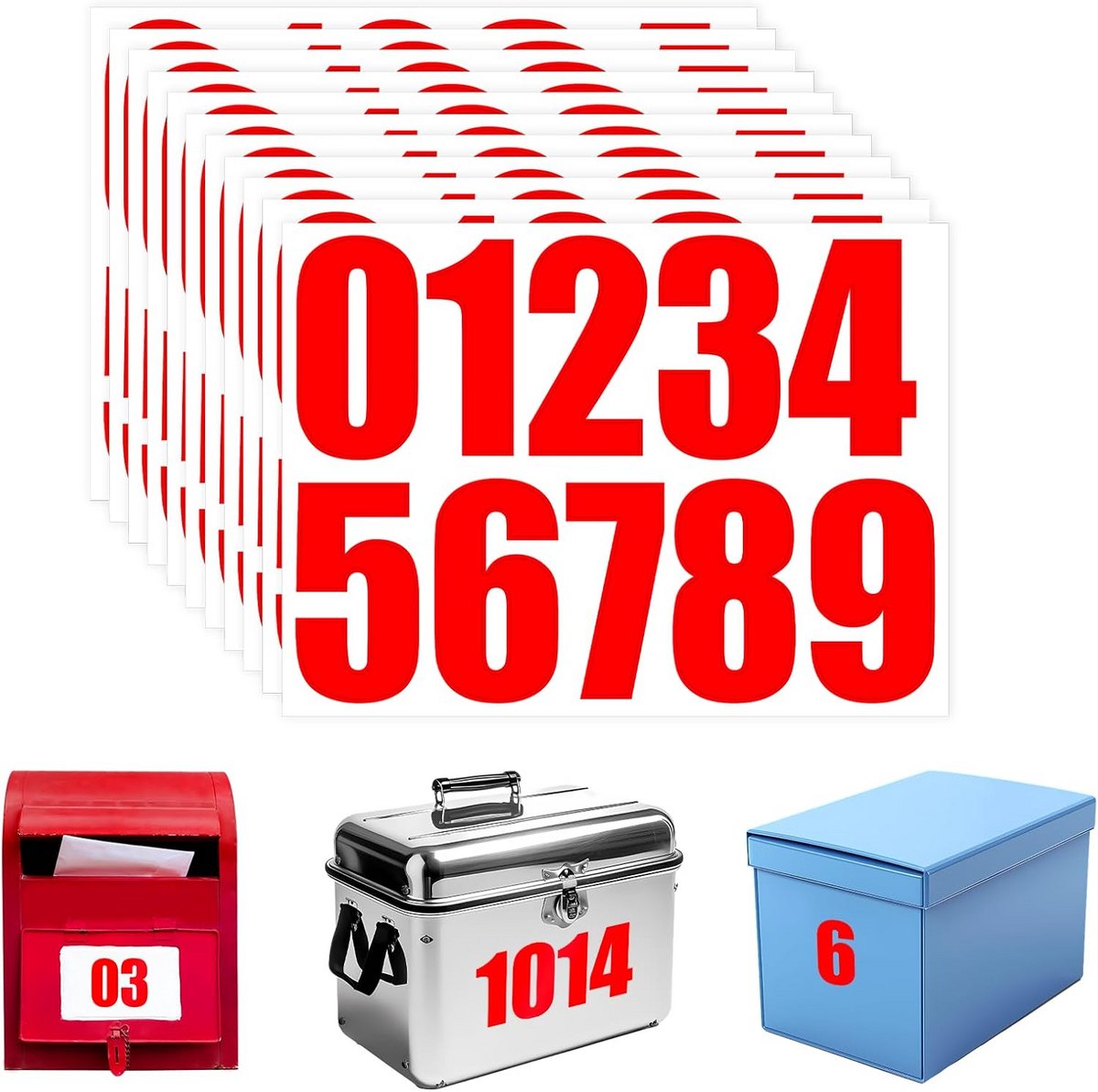 Cijferstickers 100 stuks 10 cm voor brievenbus - Zelfklevende waterdichte nummerstickers