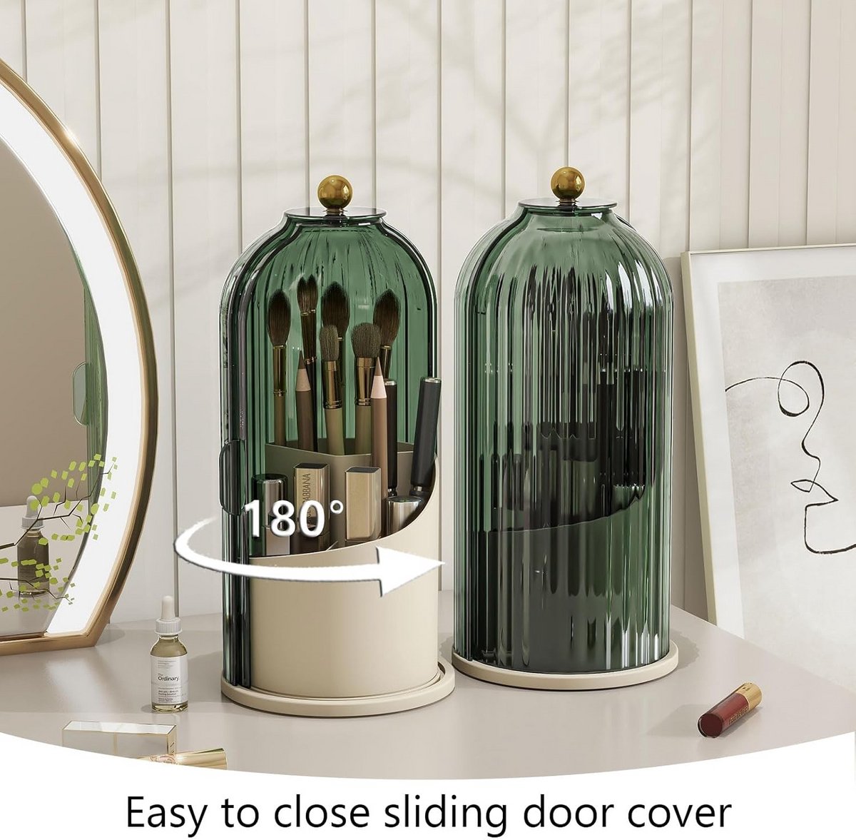 360° Draaiende Make-up Borstelhouder met Stofafdekking