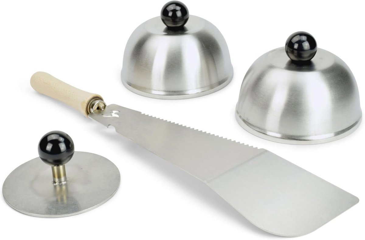 Complete set voor het maken van perfecte hamburgers met smasher en grillmaker