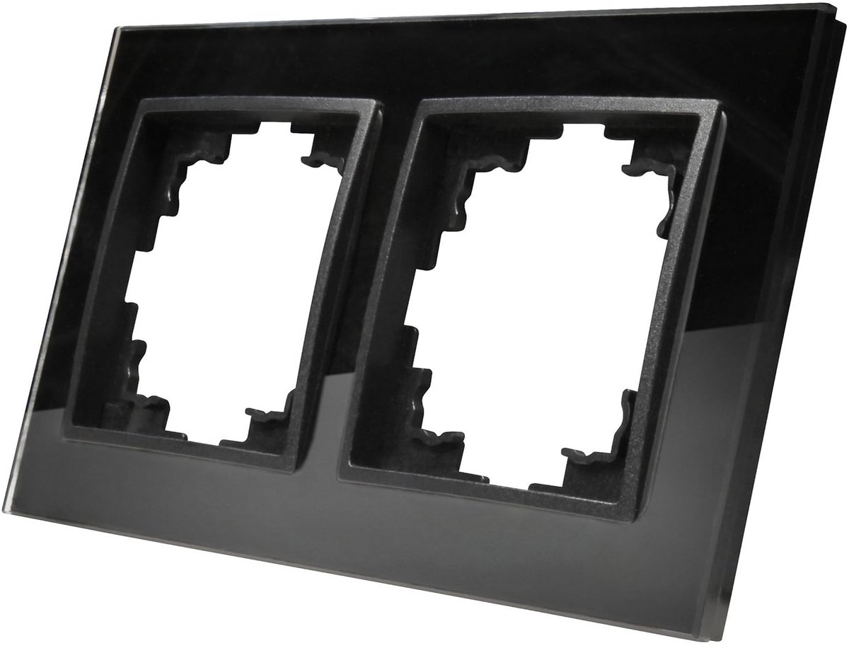 Zwart Glazen Frame 2-voudig voor Schakelaars en Stekkerdozen – Modern Design – 90 x 160 mm