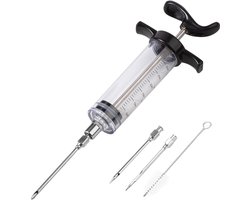 LiangYuanZen 30 ml vleesspuit voor vlees, vleesinjectorset, marinadespuit voor BBQ, pekelspuit van kunststof, voor vlees, gevogelte en meer.