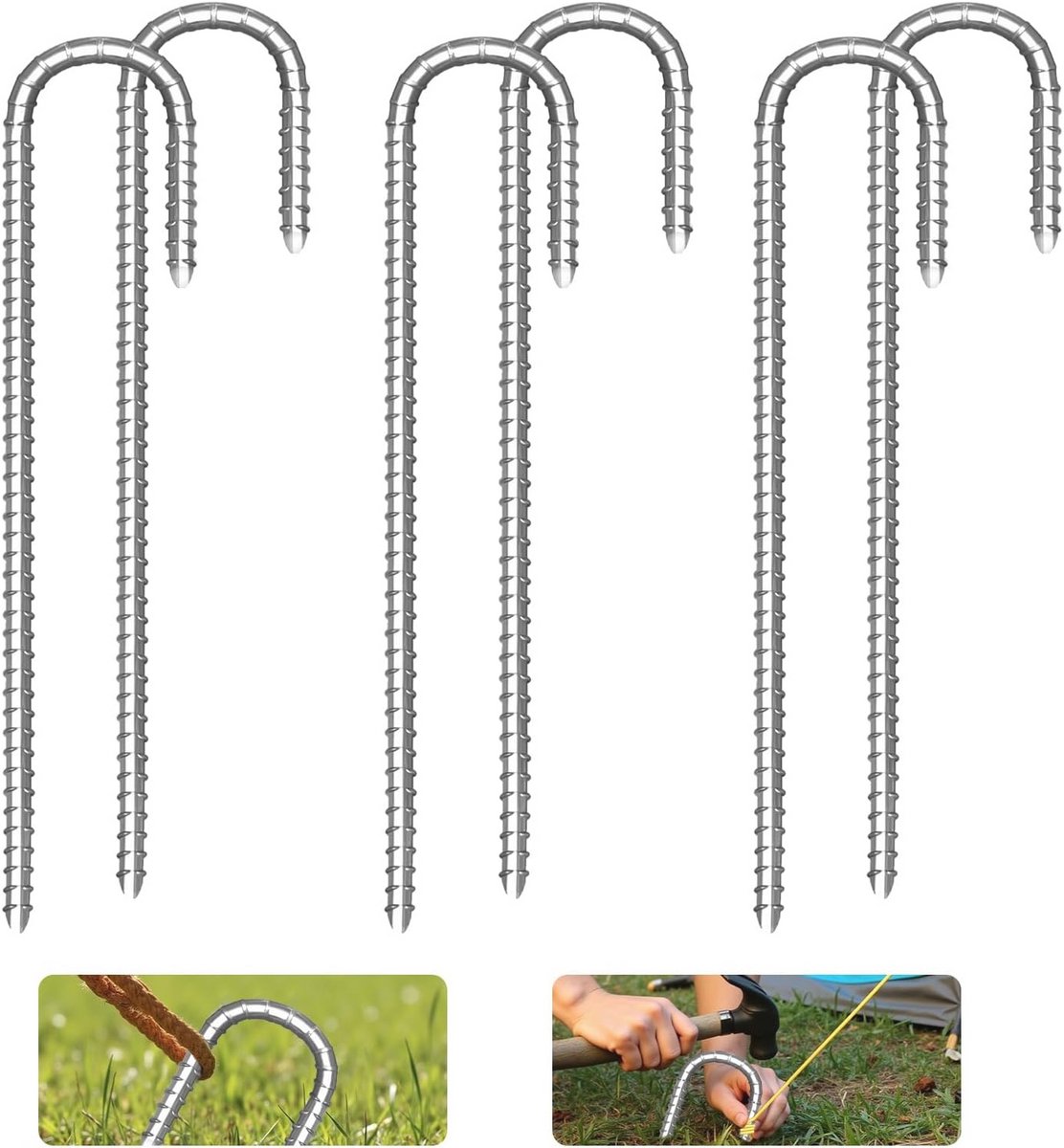 Trampolinetenten 30 cm J-vorm - 6 stuks voor camping en trampolines