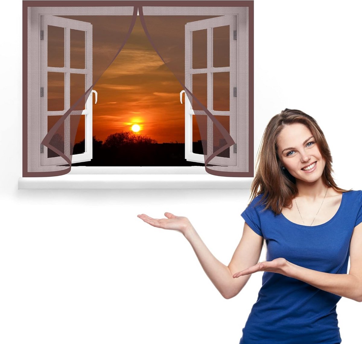 Magnetisch Hor voor Raam 140 x 145 cm Transparant Insektengaas voor Muggen