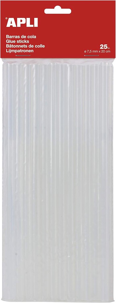 Vervangende hotmelt lijmstangen Ø 7,5 mm x 20 cm - 25 staven