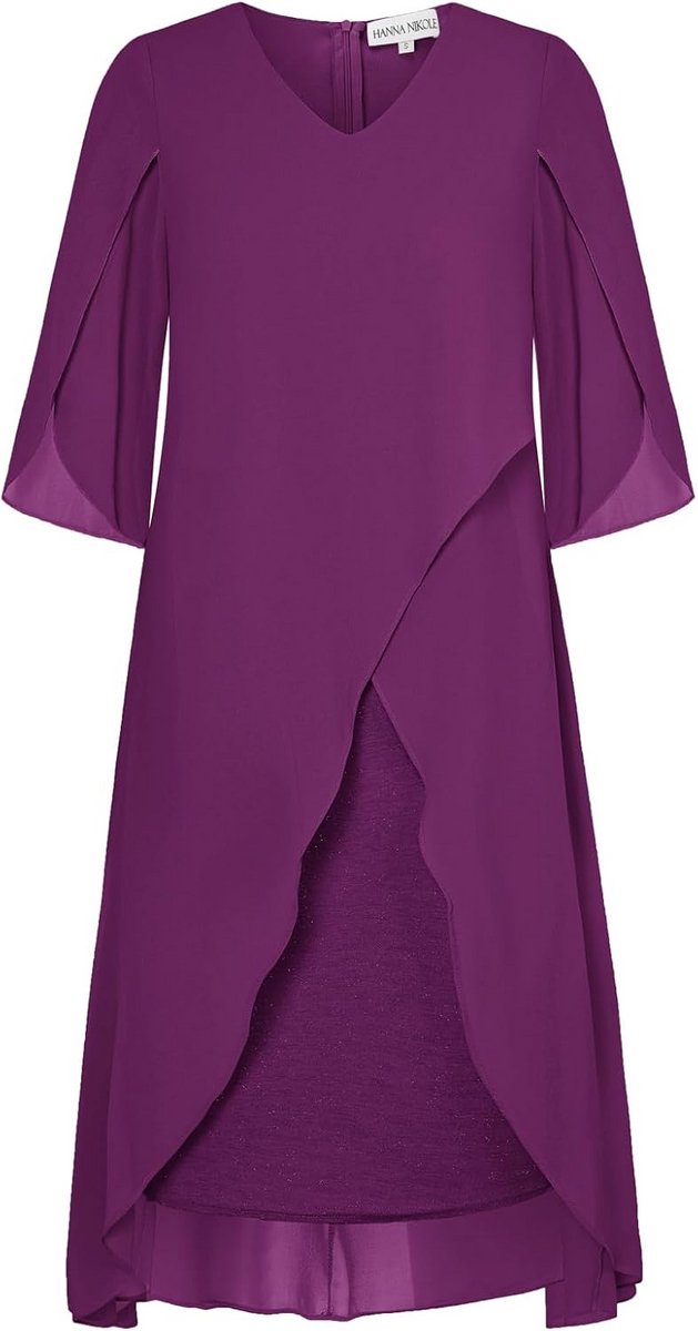 Chique Cocktailjurk met Cape voor Dames - Grote Maten - V-Hals Avondjurk