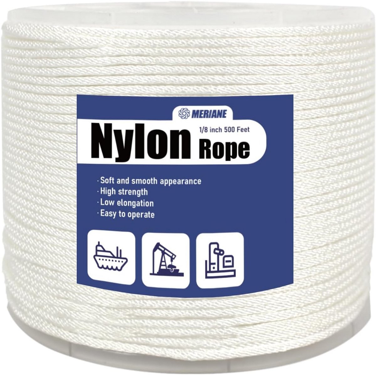 Nylon touw 500 Ft 1/8 Inch - Multifunctioneel Heavy Duty - Slijtvast en UV-bestendig voor Kamperen, Waslijnen en Meer