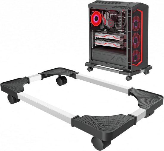 Mujiluxe Computer Desktop Stand, Geschikt voor PC Tower Computer Standaard, Mobiele Universele CPU-Standaard met Vier Wielen, CPU-Wagen Onder Gamer-Bureau, Wielen, Zwart
